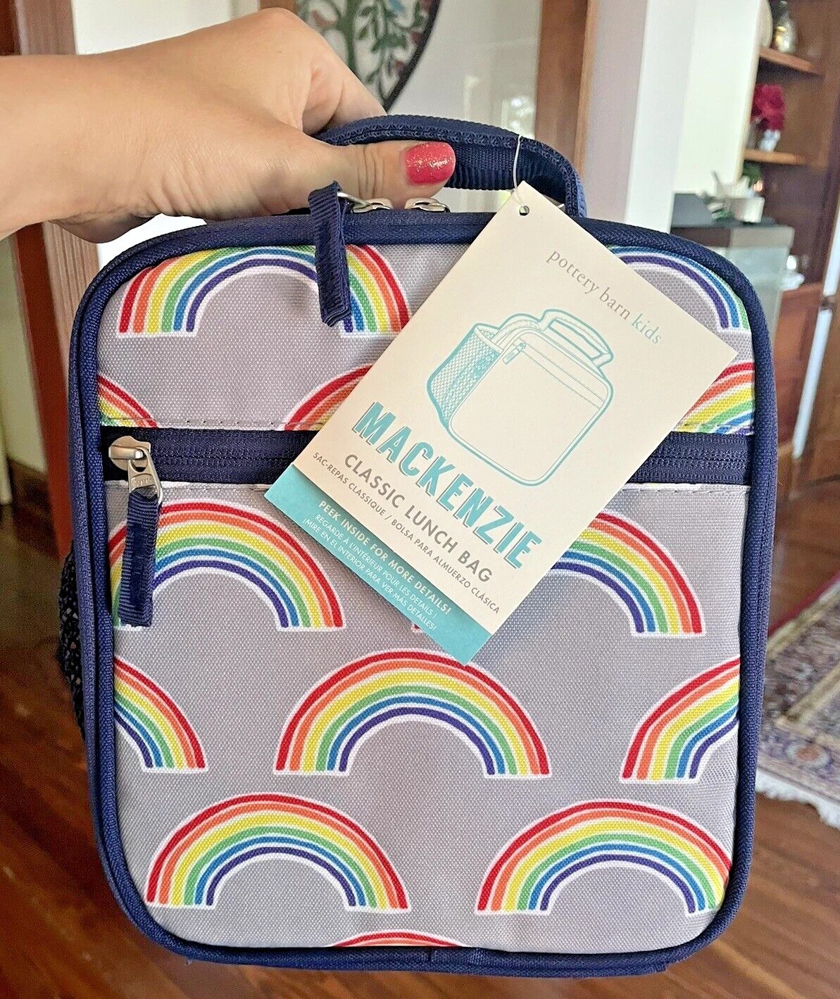Pottery Barn Kid School Lunch Box Holiday Disney travel RAINBOW STRIPE gift new gallery