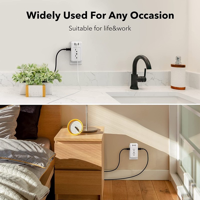 BN-LINK Multiple Plug Outlet Extender, 6 Wall Outlets and 3 USB Ports (1 USB C) gallery