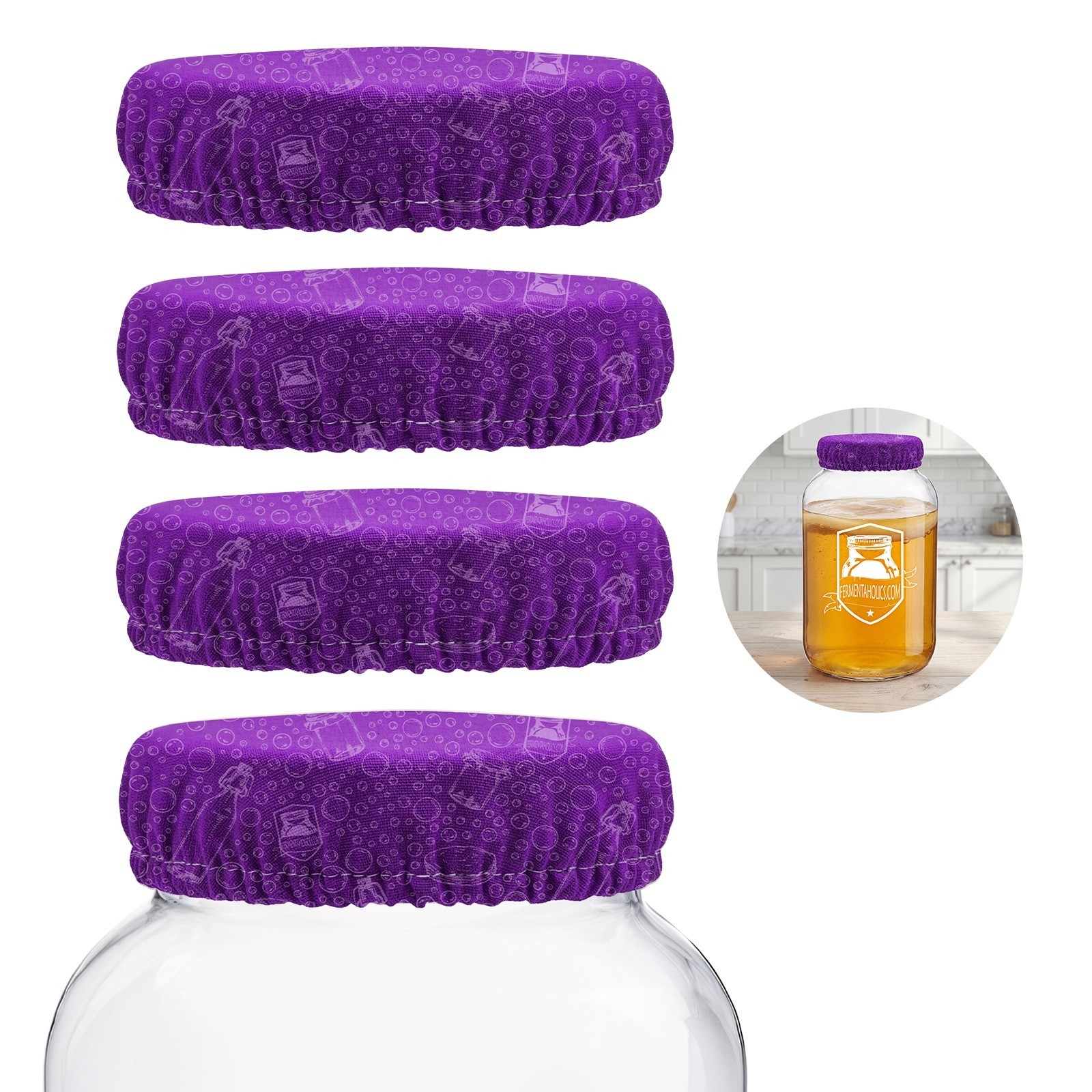 Fermentaholics Breathable Gallon Jar Cloth Covers for Fermentation, Purple 4pack gallery