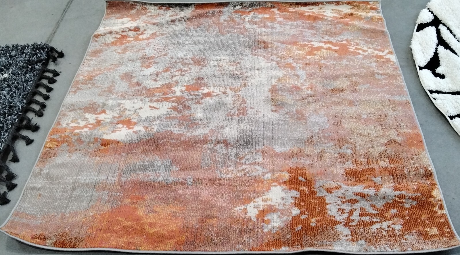 GREY / ORANGE 5' X 5' Square Back Stain Rug Reduced Price 1172757215 MAD440G-5SQ gallery