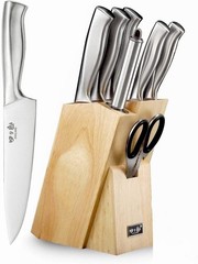 Knife Set, 8 Piece German Stainless Steel Hollow Handle Manual Knife Sharpene…