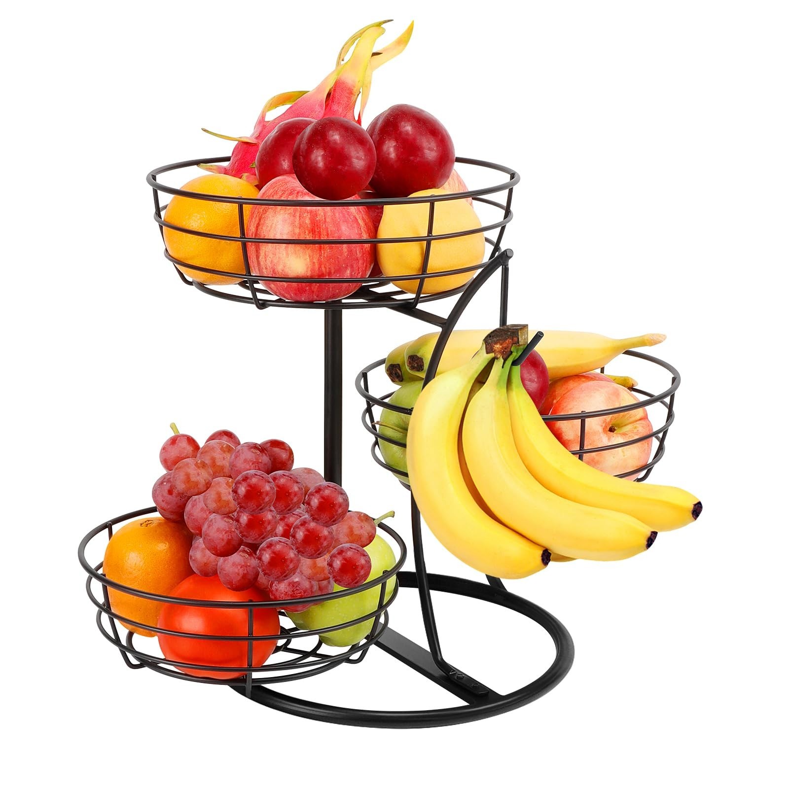 3- Tier Metal Fruit &andVegetable Basket with Banana Hanger – Kitchen Organizer gallery