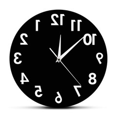 Reverse Wall Clock 12 inch Unusual Numbers Backwards Modern Decorative Clock Wat