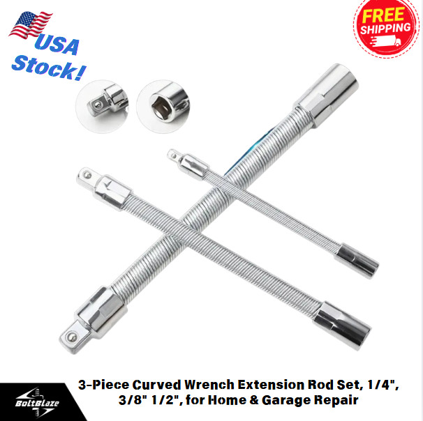 Bendable Impact Socket Extension, 1/4, 3/8, 1/2, for Home or Auto Repair