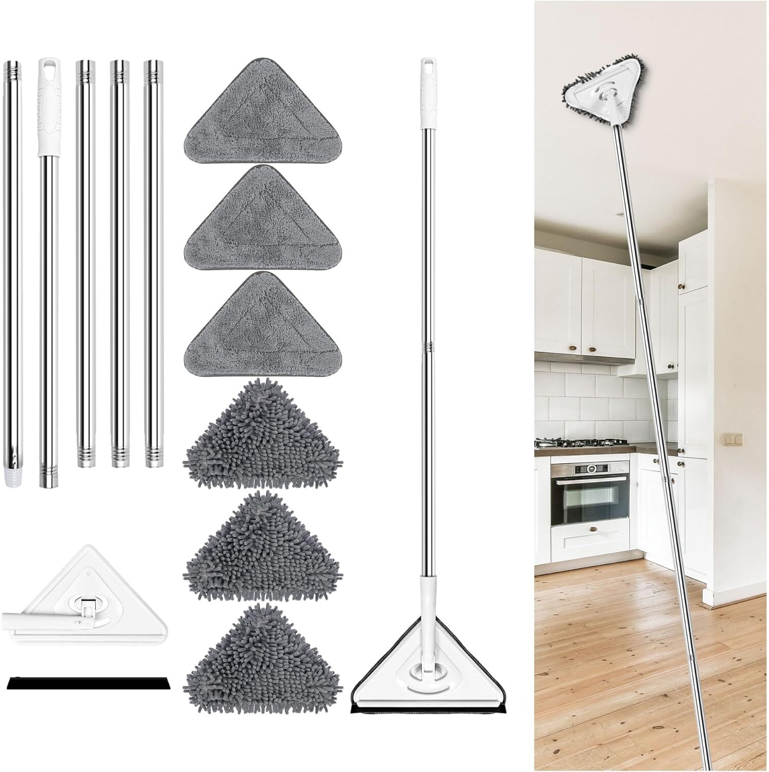 Ceiling Mop Ceiling Cleaner Wall Cleaner w/ Long Handle 92in and 6 Chenille Pads gallery