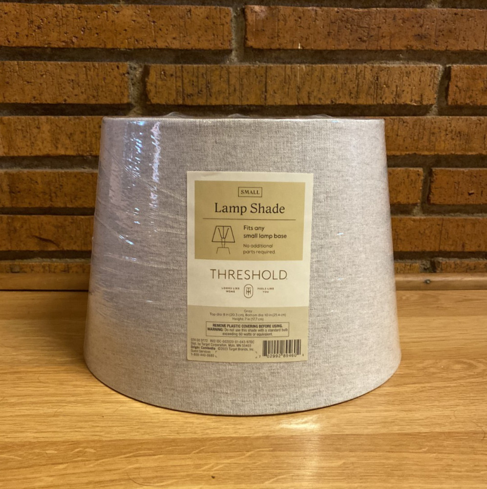 THRESHOLD Small Linen Replacement Lamp Shade Light Gray 8 x 10 x 7 in NEW