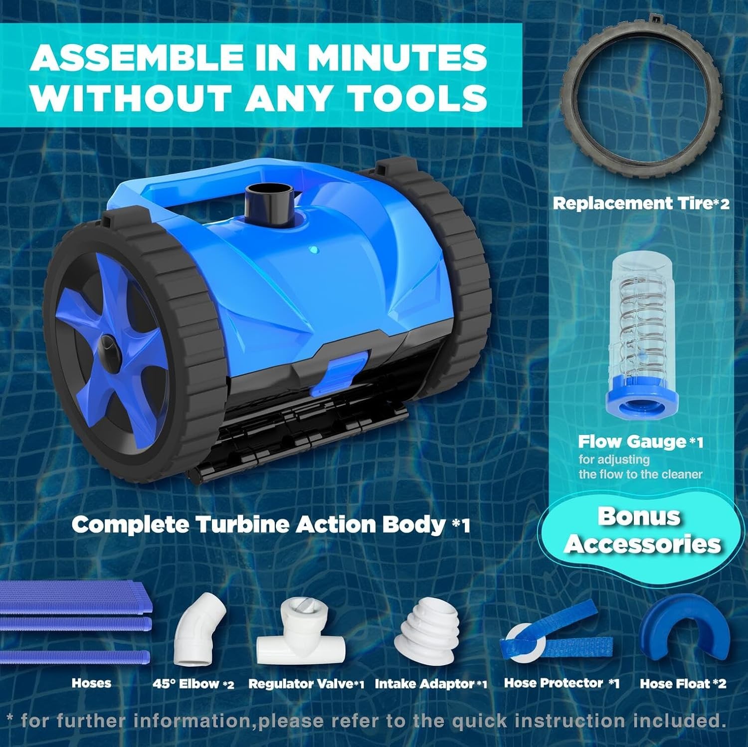 Suction Pool Cleaner Automatic Turbine for Large Inground gallery