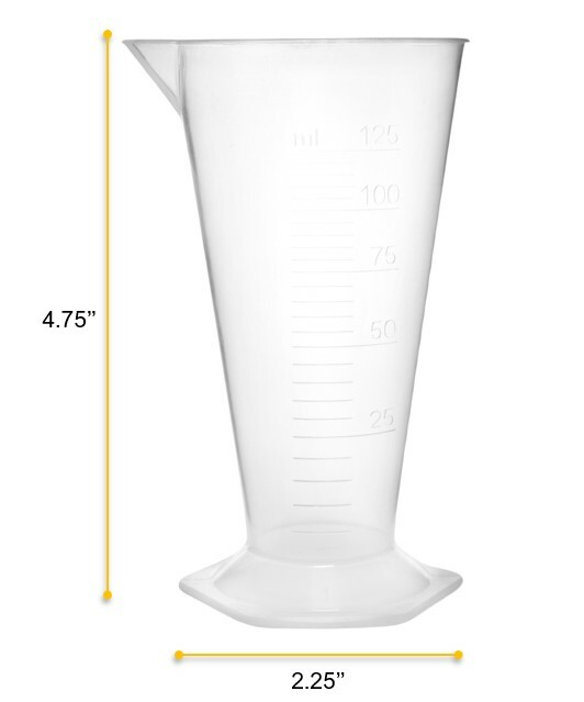 Conical Measure, 125ml - Polypropylene Plastic, Translucent - Eisco Labs gallery