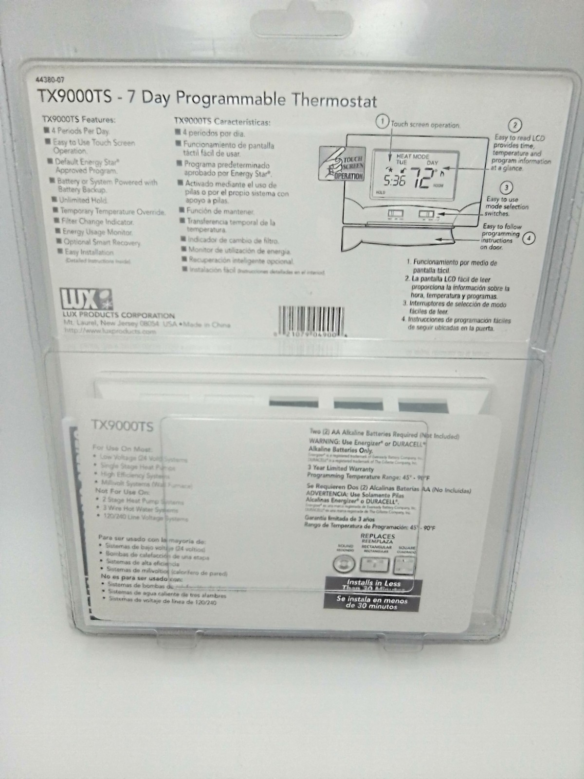 Lux TX9000TS 7 Day Programmable Touchscreen Thermostat gallery