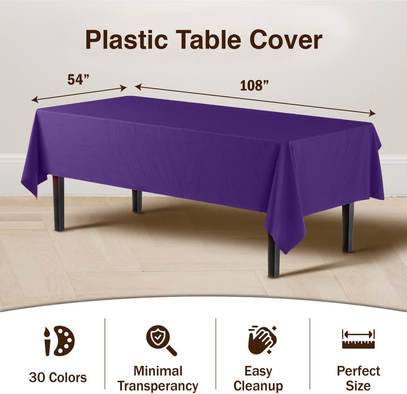Party Solids 6-Pack Premium Plastic Tablecloth 54in. x 108in. Rectangle Plastic gallery