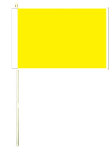 12x18 12"x18" SOLID PLAIN YELLOW Stick Flag wood staff (30 inch staff)
