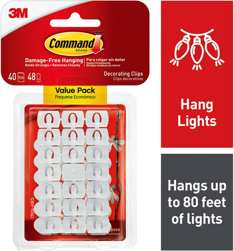 Command Decorating Clips, 40 Clips and 48 Strips, Damage-Free Hanging Light Clip gallery