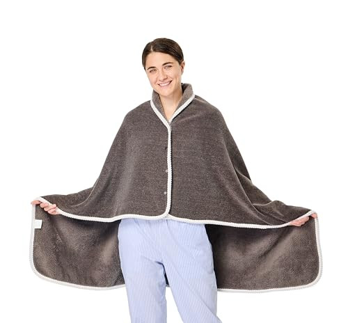 Fleece Wearable Blanket, Comfy Poncho Throw with 55 Inch Chenille Darkgrey gallery