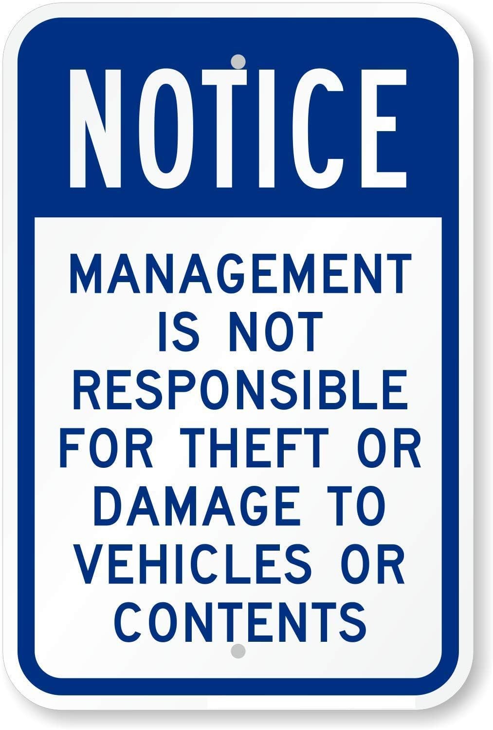 GUQFF Notice - Management is Not Responsible for Theft Or Damage to Vehicles Or gallery