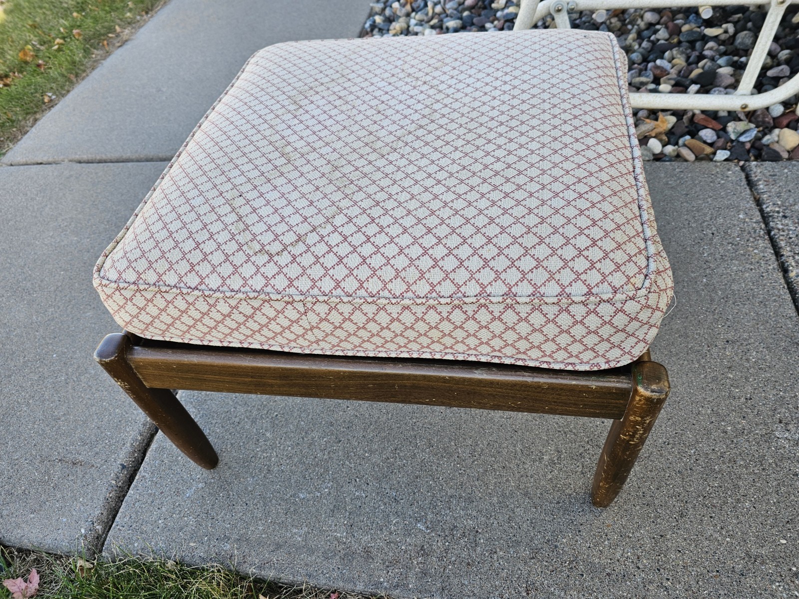 Mid Century English Modern Teak Stool Ottoman Mid-Century gallery