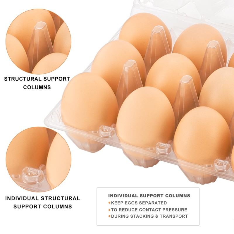 100 Pack Clear Plastic Egg Cartons, Reusable Stackable Egg Containers for Far... gallery