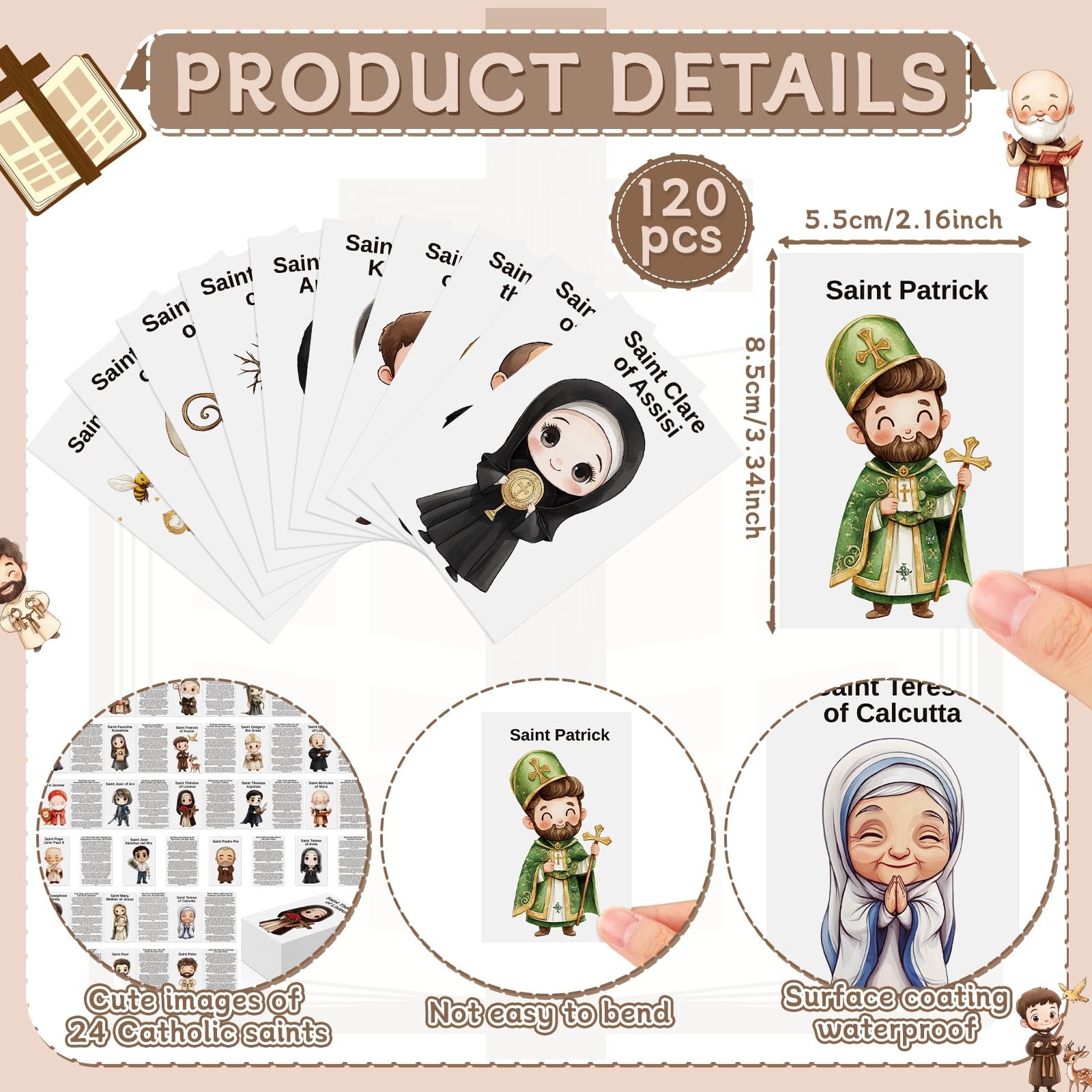 Catholic Prayer Cards 120 Pcs Saint Stories Bookmark Religious Education Activit gallery