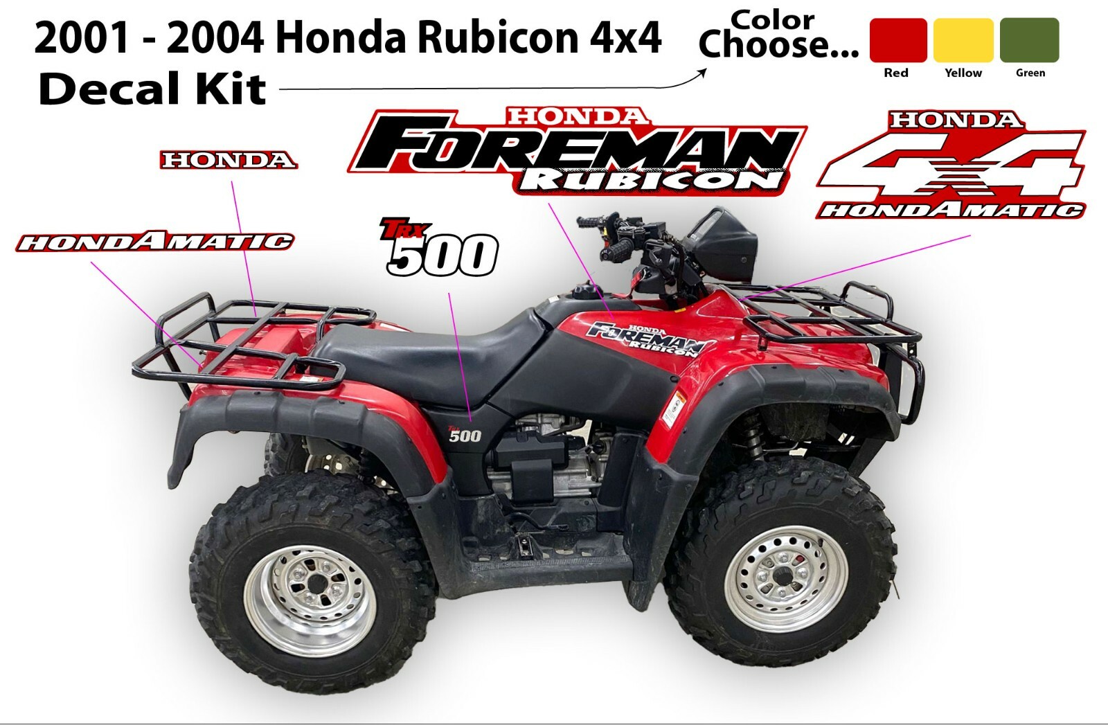 Honda Foreman Rubicon Decal Kit Sticker Graphics Emblem 2001 2002 2003 2004 OEM gallery