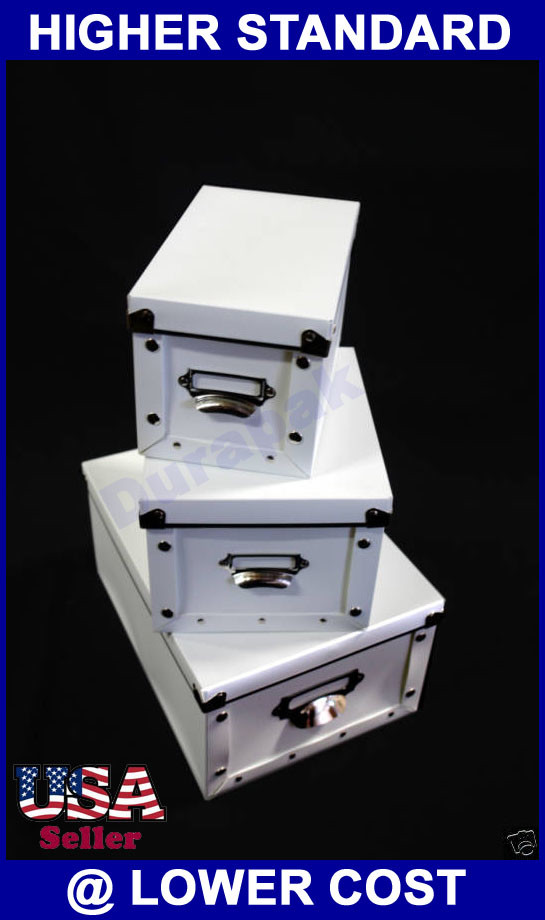 3 sizes S, M, L White Plastic Organizer Box House Storage Documents Boxes Case gallery