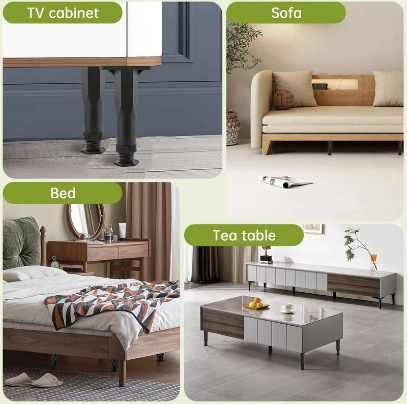 4 Pack Adjustable Support Leg Replacement for Bed Frame Wood Slats gallery
