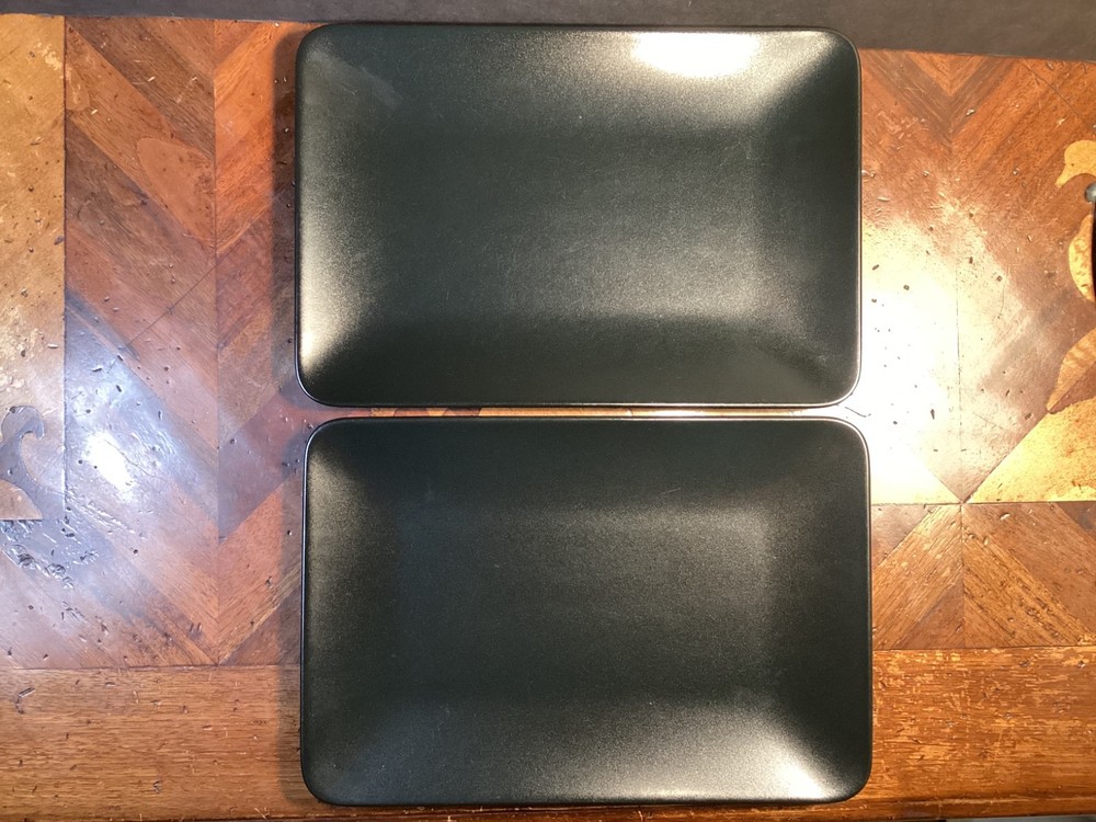 2x Ikea Dinera Rectangle Dinner Plates BLACK 11.5" x 7-7/8” Romania #18691