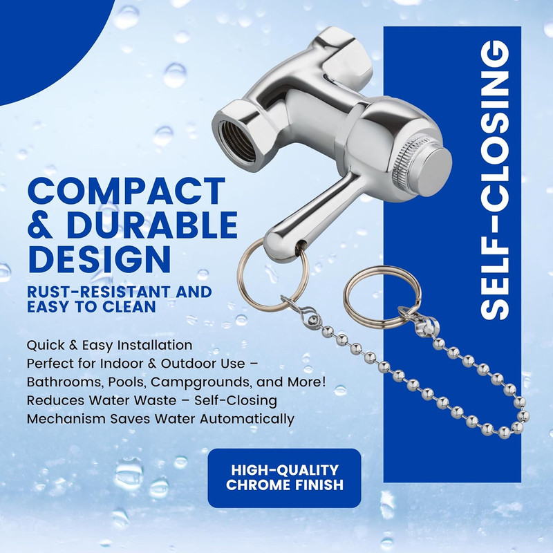 Self Closing Shower Valve Pull Chain Chrome Water Control Wall Mount 1/2 inchSet gallery