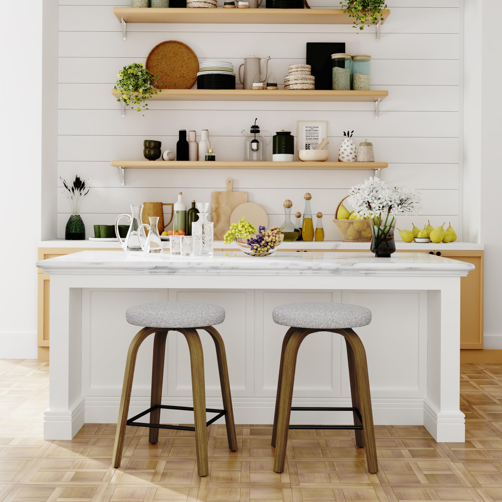 AILUNWALL Bar Stools Set of 2, Counter Height Backless Bar Stools, 26" Swivel... gallery