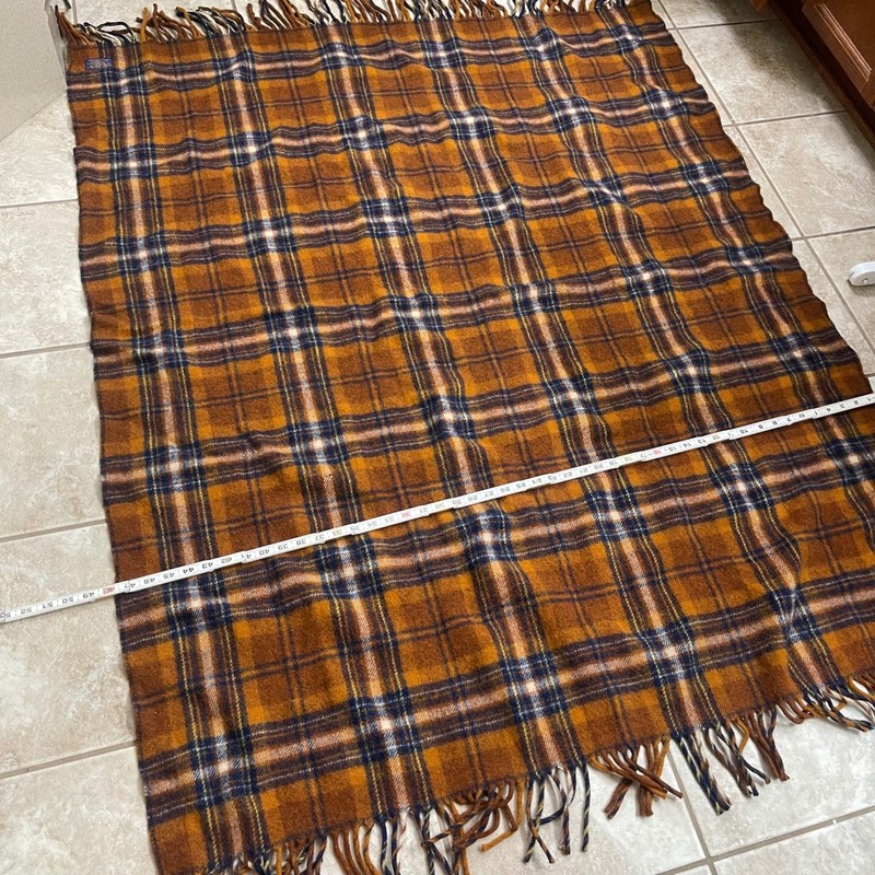 Pendleton Vintage Wool Motor Robe Throw Blanket Plaid Rust Orange Navy usa 58x48 gallery