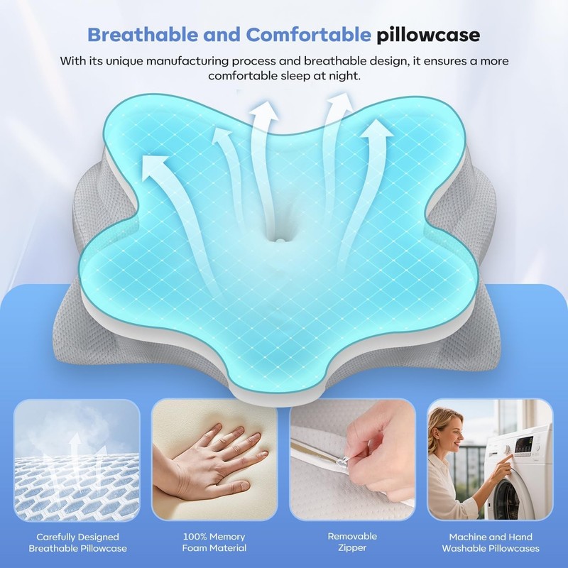 Cervical Neck Pillow Ergonomic Memory Foam Contour Orthopedic Sleep Support gallery