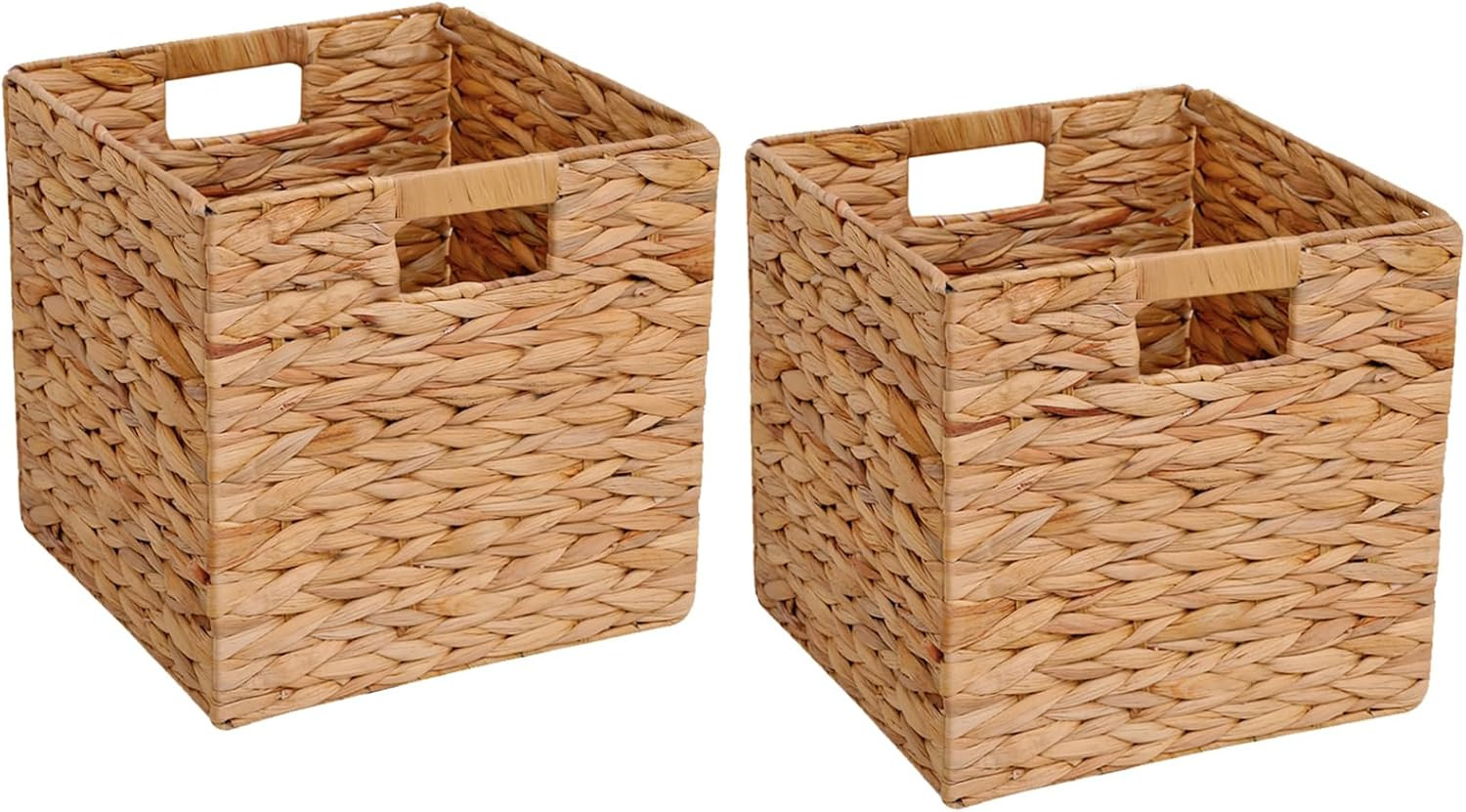Wicker Storage Basket Foldable Hyacinth Storage Box Set of 2, 12X12X12 Inch - Ha gallery