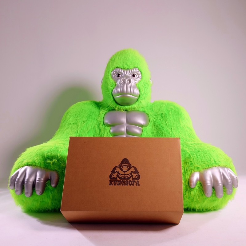 Inflatable Gorilla Couch Sofa Luxury Mink Plush 600kg Load Capacity Lounge Chair gallery