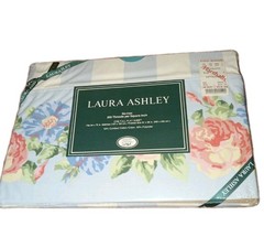 Laura Ashley Flat Sheet Geranium Stripe Full Flat Sheet 81″ x 96″ Finished NEW!