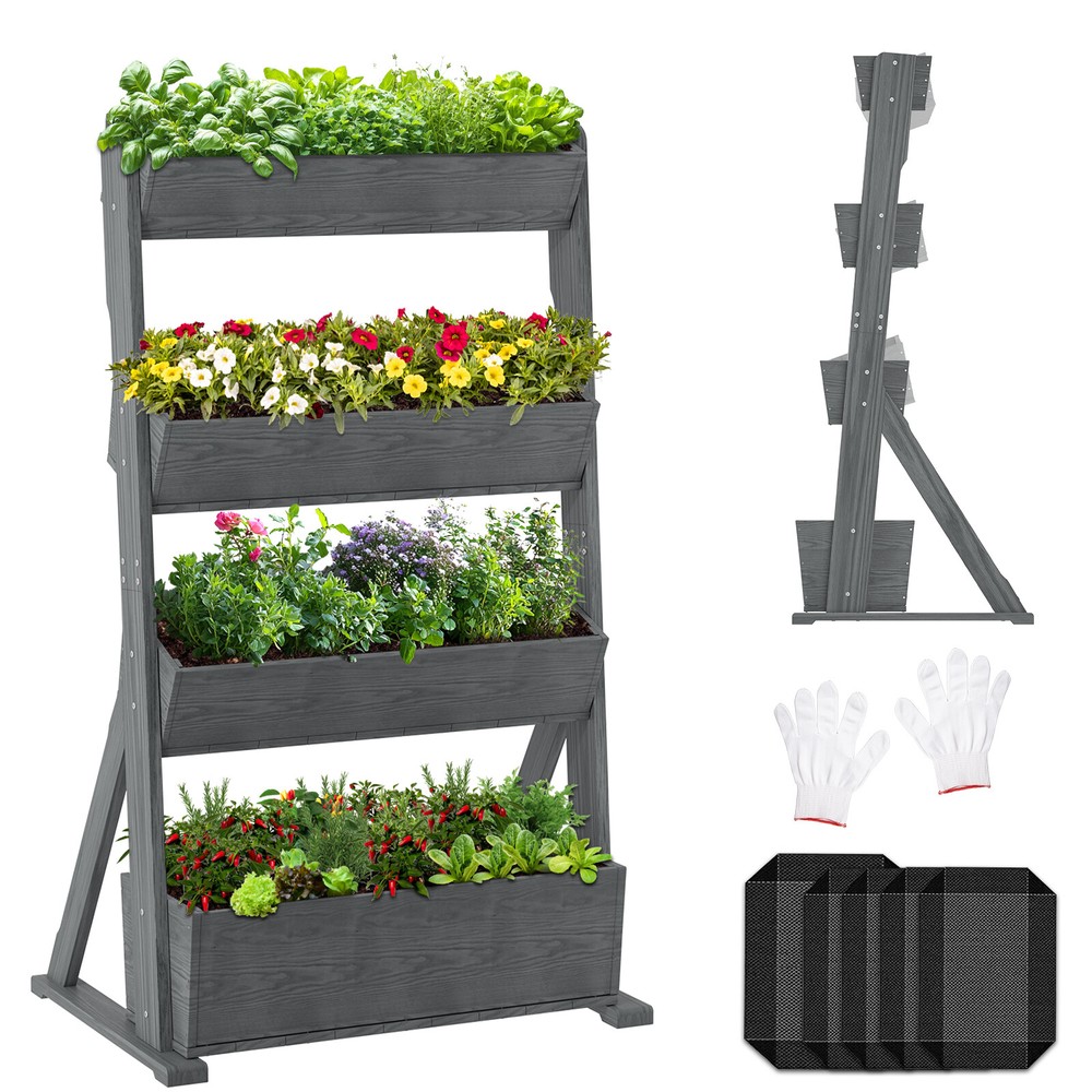 NAIZEA Vertical Garden Planter 4 Tier Planter Box for Flowers Vegetables Herbs