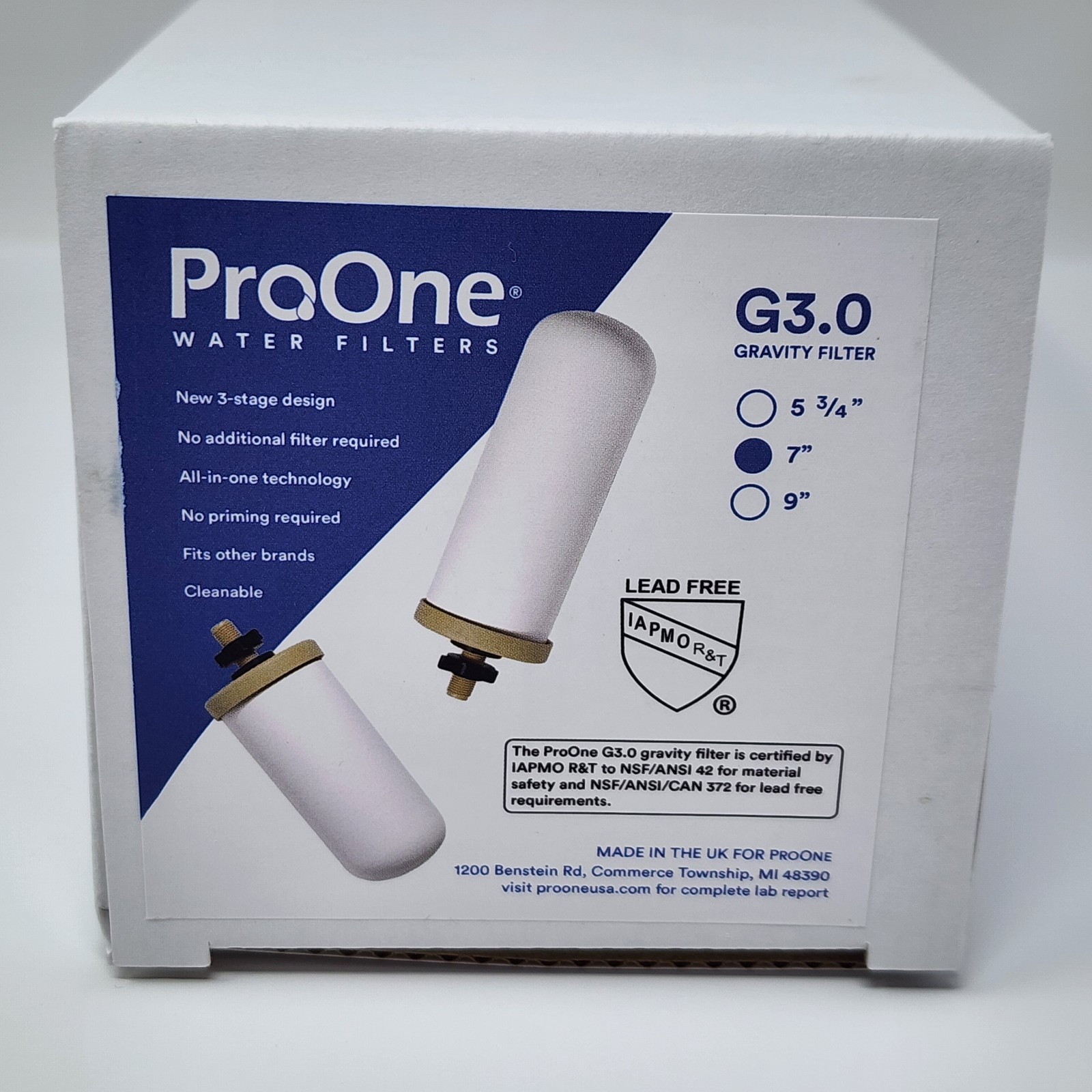 ProOne G3.0 7 Inch Ceramic Gravity Countertop Water Filter 3-Stage All-In-One gallery