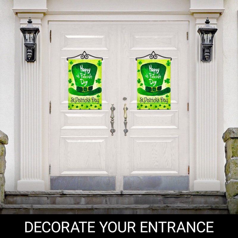 Garden Flag Happy St. Patrick's Day Leprechaun Hat 12x18IN & Hanger Printed Poly gallery
