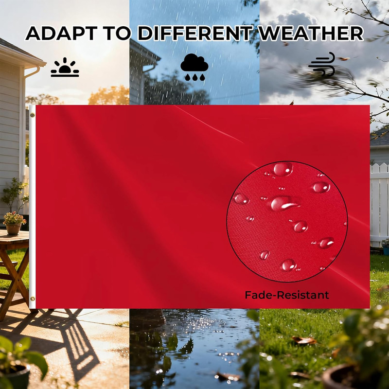 Red Flag 3X5 FT, Polyester Blank Flag with Canvas Header & Brass Grommets, Doubl gallery