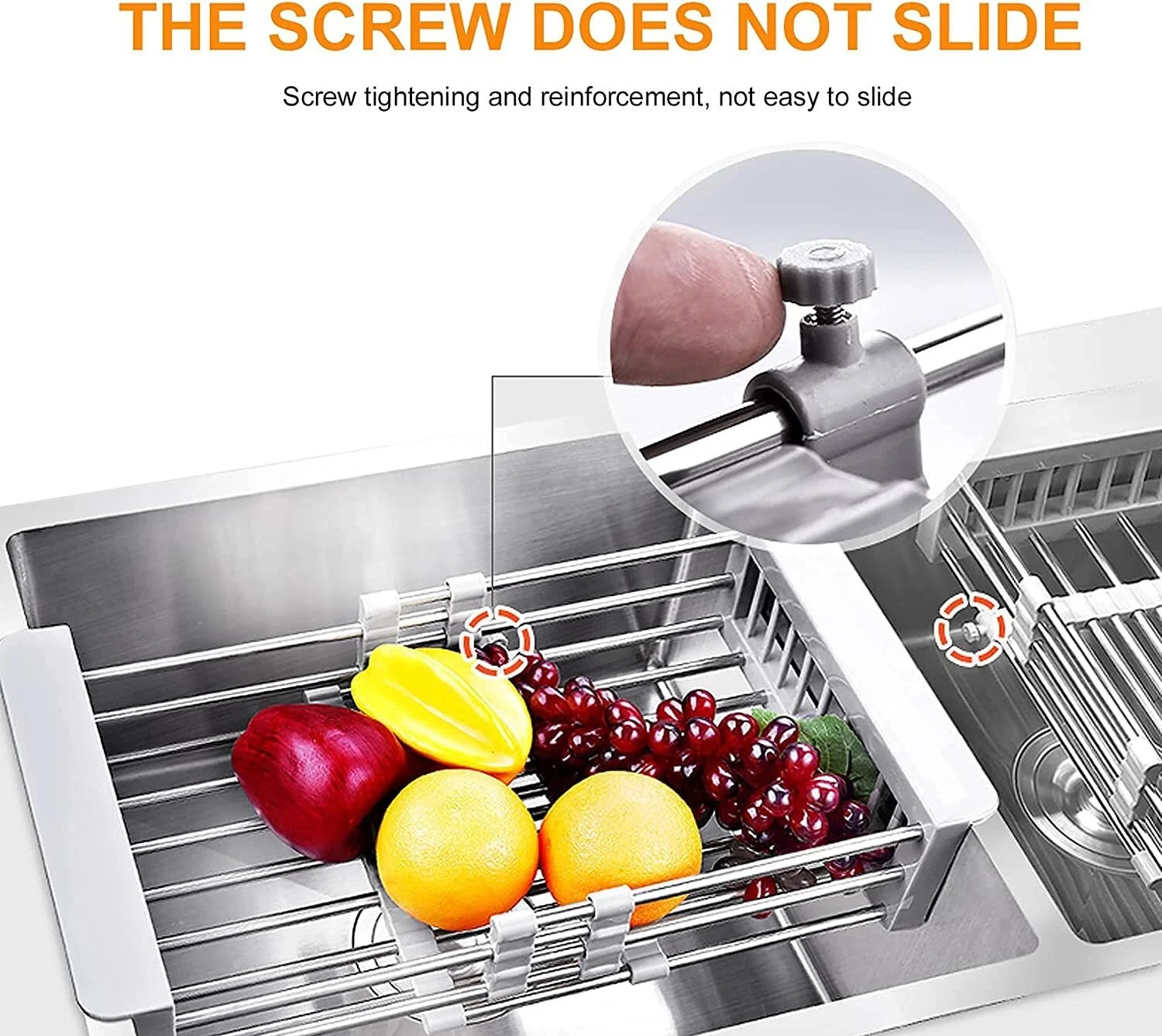 Adjustable Stainless Steel Kitchen Dish Drying Sink Rack Drain Strainer Basket gallery