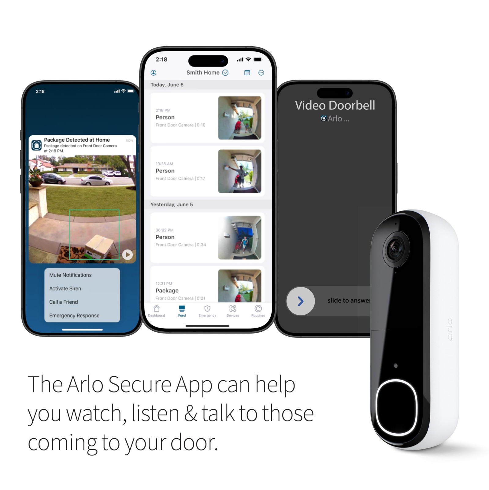 Arlo Video Doorbell 2K | 2nd Gen | Wire-Free/Wired Option, 2-Way Audio, Night gallery