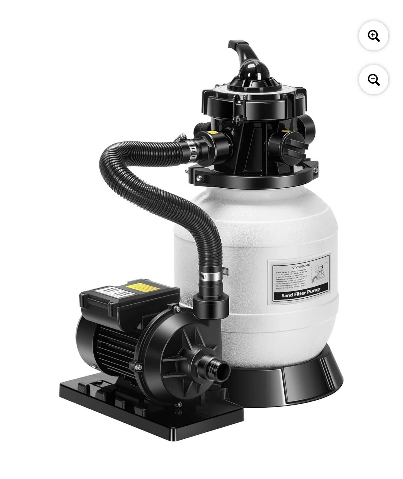 Above Ground Pool Sand Filter Pump System 250W 4600 GPH 7-Way Valve w/ Hoses gallery
