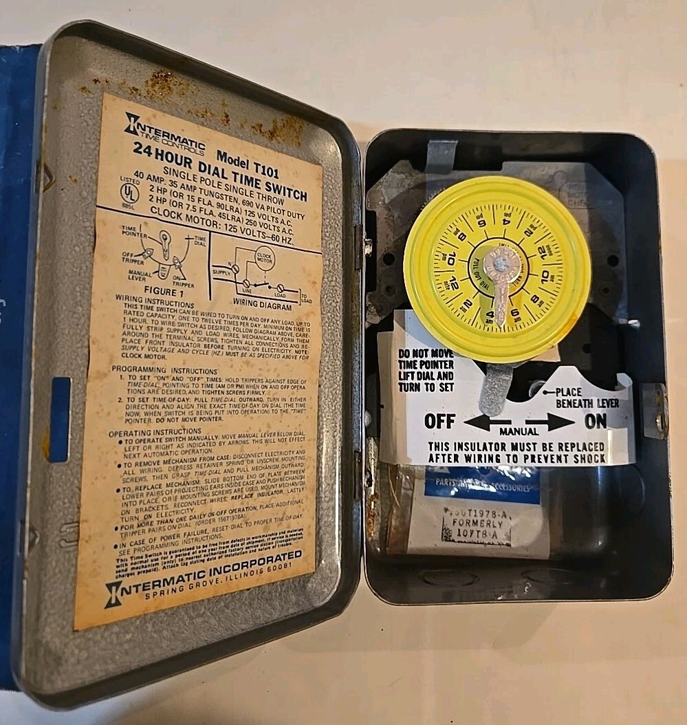Intermatic T101 24 Hour Mechanical Time Switch 40A 120 VAC 60Hz SPST gallery