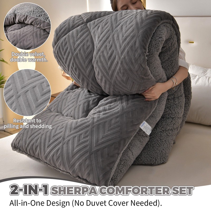 Reversible Sherpa Fluffy Comforter Extra Warm Winter Bedding Blanket Twin Full gallery