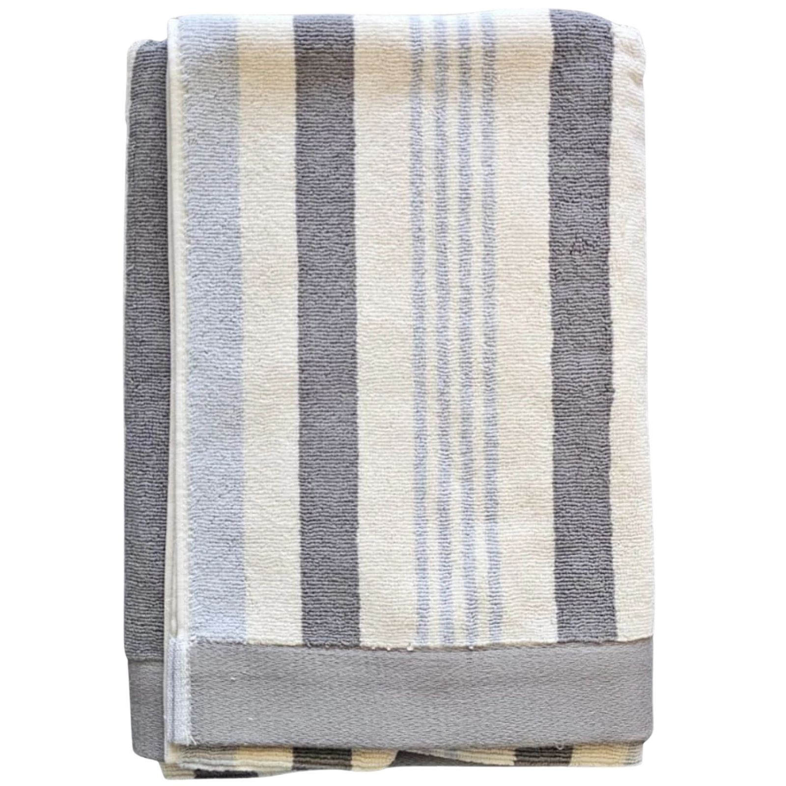 Hotel & Spa Pool Beach Towels 100% Ring Spun Cotton Gray Striped Hanging Loop gallery