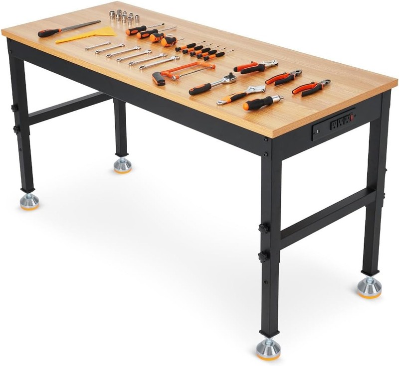 Workpro 48" Workbench Adjustable Height Work Table 2500LBS Load Wood Top Table gallery