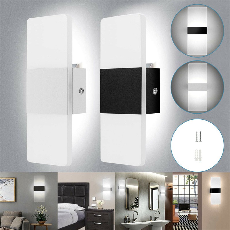 LED Modern Wall Lighting Up Down Cube Bedroom Sconce Lamp Fixture Light Indoor gallery