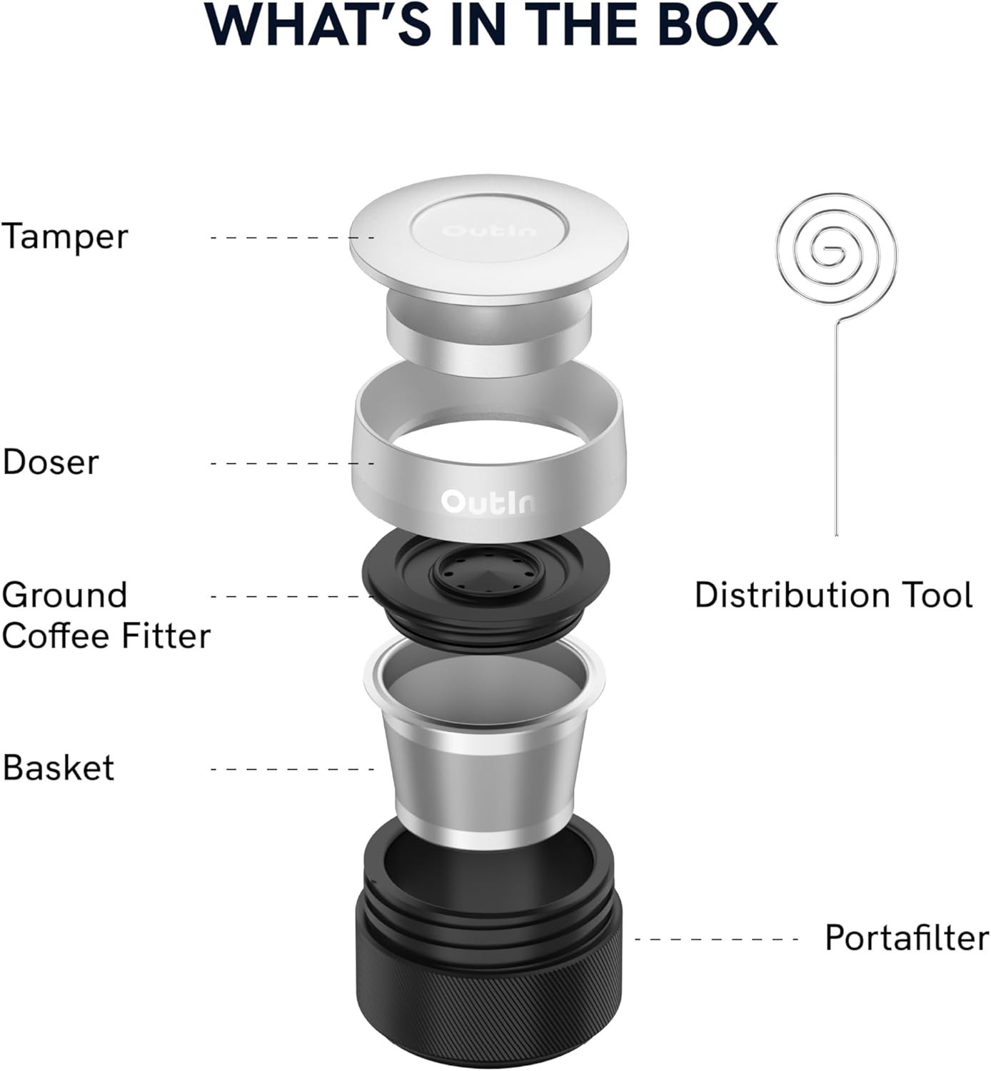OutIn Nano Espresso Accessories Kit, Basket Plus, double shot gallery