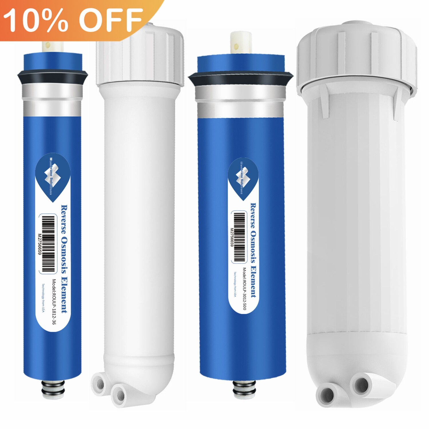 50/75/100/150/400/500/600 GPD RO Reverse Osmosis Membrane Water Filter Housing gallery