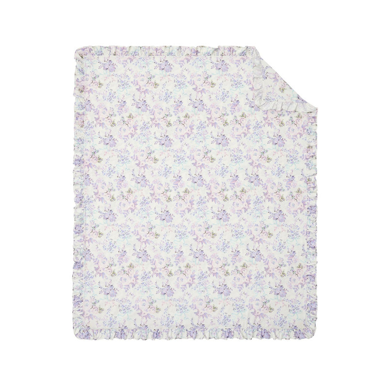 Pottery Barn LoveShackFancy Damask Ruffle Cotton Duvet Cover Twin+ Sham Lavender gallery