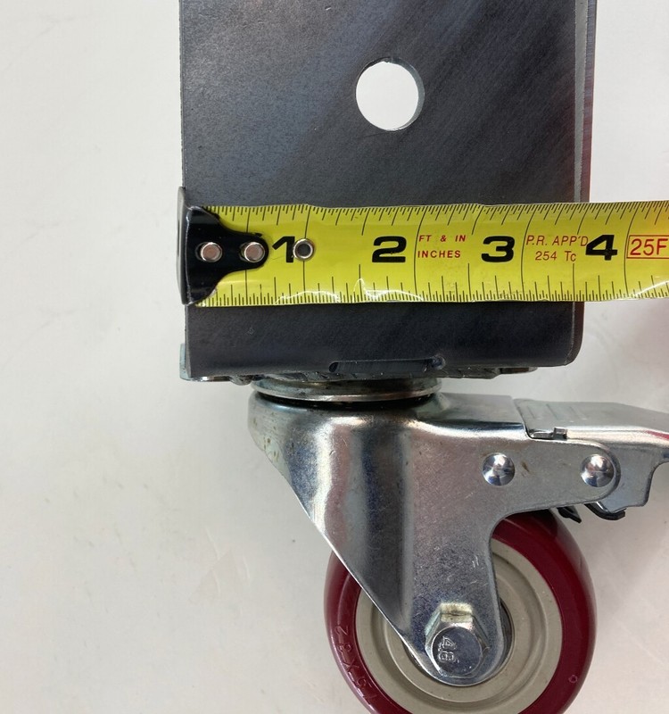PostHugger™ 1000#CAP 4pc Set Roll & Lock Red Wheel Caster Brackets For 4X4 Posts gallery