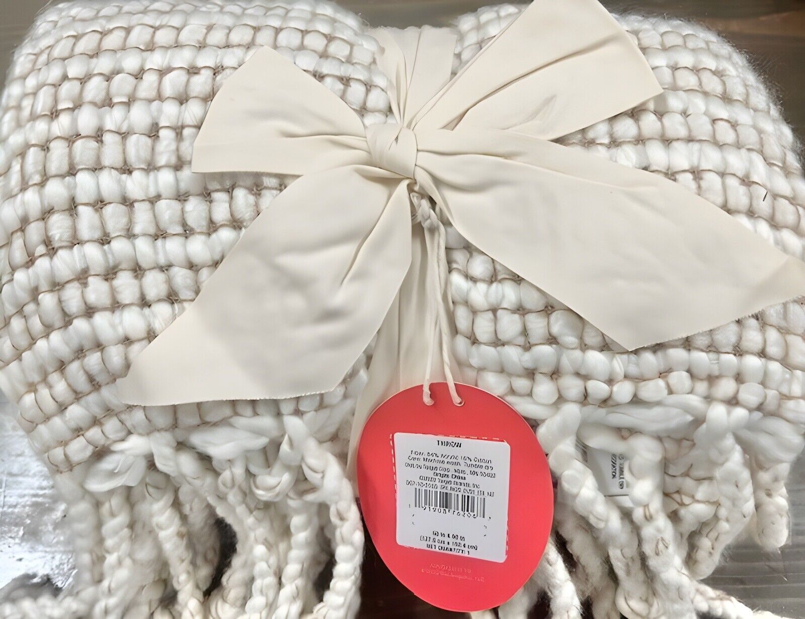 Opalhouse Textured Woven White Tan Throw Blanket Jungalow 50 X 60 Tassels NEW gallery