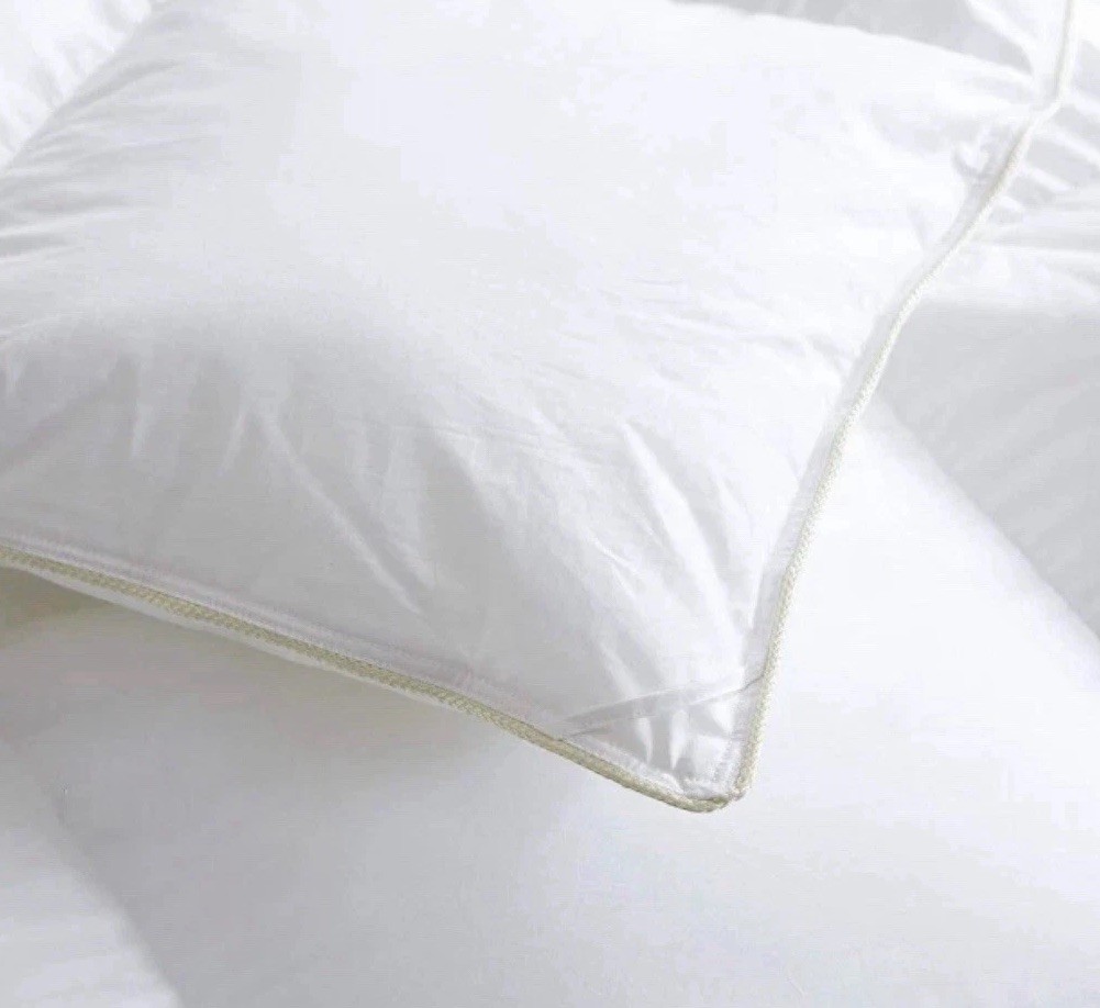 Egyptian Bedding Down Alternative Comforter White/Gold Pipe Edge, Queen 90 x 90" gallery